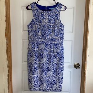 Antonio Melani Blue and White Crochet Lined Dress